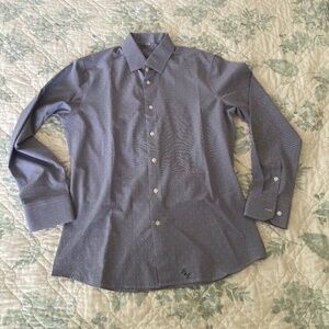 State and liberty blue with white polkadot dress shirt size large great conditio